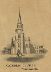 Wapakoneta Catholic Church - Auglaize Co., Ohio 1860 Old Town Map Custom Print - Auglaize Co.