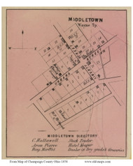 Middletown - Wayne, Ohio 1858 Old Town Map Custom Print - Champaign Co.