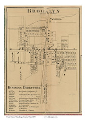 Brooklyn Village - Brooklyn, Ohio 1858 - Copy C - Old Town Map Custom Print - Cuyahoga Co.