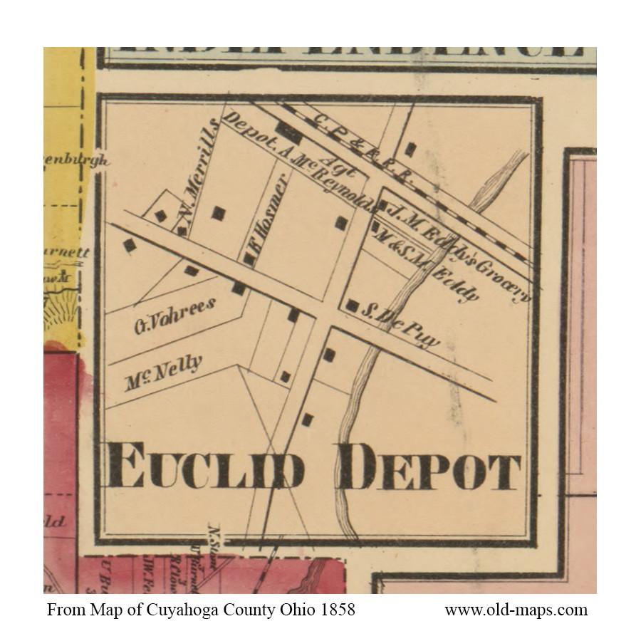 Euclid Depot Euclid, Ohio 1858 Copy C Old Town Map Custom Print