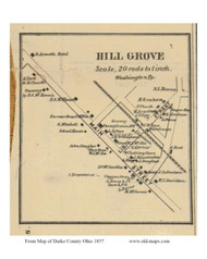 Hill Grove - Washington, Ohio 1857 Old Town Map Custom Print - Darke Co.