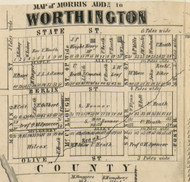 Morris Addition to Worthington, Ohio 1856 Old Town Map Custom Print - Franklin Co.