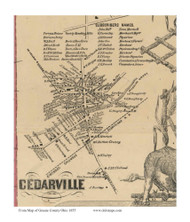 Cedarville Village - Cedarville, Ohio 1855 Old Town Map Custom Print - Greene Co.