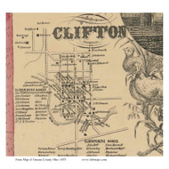 Clifton - Miami, Ohio 1855 Old Town Map Custom Print - Greene Co.