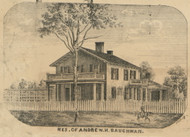 Res. of Andre W.H. Bauchman - Greene Co., Ohio 1855 Old Town Map Custom Print - Greene Co.