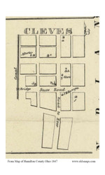 Cleves - Miami, Ohio 1847 Old Town Map Custom Print - Hamilton Co.