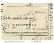 Columbia Village - Columbia, Ohio 1847 Old Town Map Custom Print - Hamilton Co.