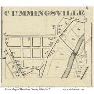 Cummingsville - Mill Creek, Ohio 1847 Old Town Map Custom Print - Hamilton Co.