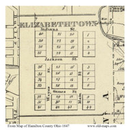 Elizabethtown - Whitewater, Ohio 1847 Old Town Map Custom Print - Hamilton Co.