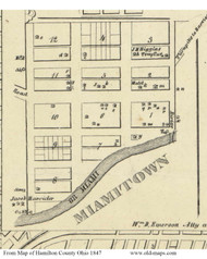 Miamitown - Miami, Ohio 1847 Old Town Map Custom Print - Hamilton Co.