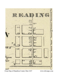 Reading - Springfield, Ohio 1847 Old Town Map Custom Print - Hamilton Co.