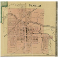 Village - Findlay, Ohio 1863 Old Town Map Custom Print - Hancock Co.