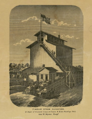 Findlay Steam Elevators - Hancock Co., Ohio 1863 Old Town Map Custom Print - Hancock Co.