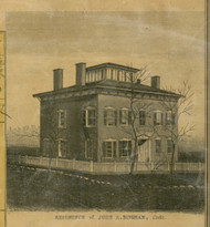 Residence of John A. Bingham - Cadiz, Ohio 1862 Old Town Map Custom Print - Harrison Co.