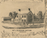 Res. of Alanson Sutton - Greenwich, Ohio 1859 Old Town Map Custom Print - Huron Co.