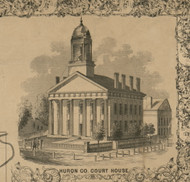 Huron County Court House - Huron Co., Ohio 1859 Old Town Map Custom Print - Huron Co.