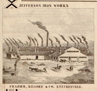 Jefferson Iron Works - Steubenville, Ohio 1856 Old Town Map Custom Print - Jefferson Co.