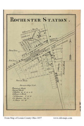 Rochester Station - Rochester, Ohio 1857 Old Town Map Custom Print - Lorain Co.
