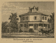 Residence of O. Stevens - Oregon, Ohio 1861 Old Town Map Custom Print - Lucas Co.