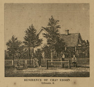 Res. of Chas. Edson - Sylvania, Ohio 1861 Old Town Map Custom Print - Lucas Co.