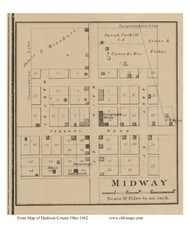 Midway - Range, Ohio 1862 Old Town Map Custom Print - Madison Co.