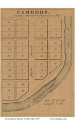 Cameron - Adams, Ohio 1869 Old Town Map Custom Print - Monroe Co.