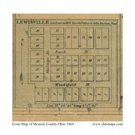 Lewisville - Summit, Ohio 1869 Old Town Map Custom Print - Monroe Co.