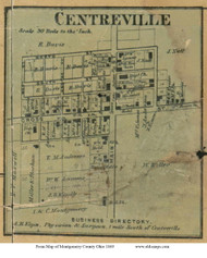 Centreville - Washington, Ohio 1869 Old Town Map Custom Print - Montgomery Co.