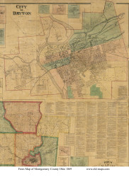 Dayton Village - Dayton, Ohio 1869 Old Town Map Custom Print - Montgomery Co.