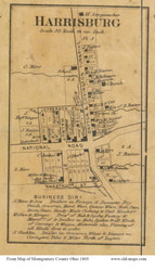 Harrisburg - Randolph, Ohio 1869 Old Town Map Custom Print - Montgomery Co.
