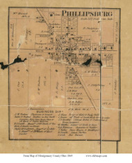 Phillipsburg - Clay, Ohio 1869 Old Town Map Custom Print - Montgomery Co.