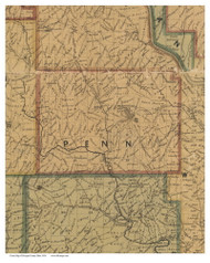 Penn, Ohio 1854 Old Town Map Custom Print - Morgan Co.