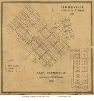 Pennsville and East Pennsville - Meigsville, Ohio 1854 Old Town Map Custom Print - Morgan Co.