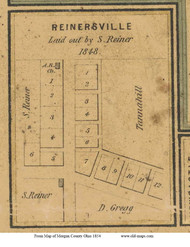 Rainersville - Manchester, Ohio 1854 Old Town Map Custom Print - Morgan Co.