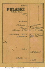 Pulaski - Franklin, Ohio 1857 Old Town Map Custom Print - Morrow Co.