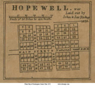 Hopewell Village - Hopewell, Ohio 1852 Old Town Map Custom Print - Muskingum Co.