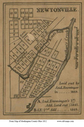 Newtonville - Newton, Ohio 1852 Old Town Map Custom Print - Muskingum Co.