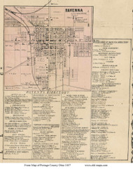 Ravenna Village - Ravenna, Ohio 1857 Old Town Map Custom Print - Portage Co.