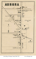 Aurora Village - Aurora, Ohio 1857 Old Town Map Custom Print - Portage Co.