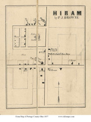 Hiram Village - Hiram, Ohio 1857 Old Town Map Custom Print - Portage Co.