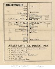 Shallersville Village - Shalersville, Ohio 1857 Old Town Map Custom Print - Portage Co.
