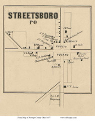 Streetsboro Village - Streetsboro, Ohio 1857 Old Town Map Custom Print - Portage Co.