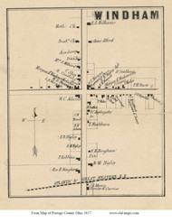 Windham Village - Windham, Ohio 1857 Old Town Map Custom Print - Portage Co.