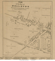 Bellevue - York, Ohio 1860 Old Town Map Custom Print - Sandusky Co.