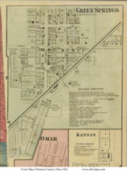 Green Springs - Adams, Ohio 1864 Old Town Map Custom Print - Seneca Co.