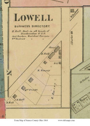 Lowell - Adams, Ohio 1864 Old Town Map Custom Print - Seneca Co.