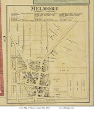 Melmore - Eden, Ohio 1864 Old Town Map Custom Print - Seneca Co.
