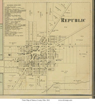 Republic - Scipio, Ohio 1864 Old Town Map Custom Print - Seneca Co.