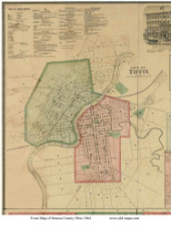 Tiffin - Clinton, Ohio 1864 Old Town Map Custom Print - Seneca Co.