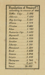 Population Statistics - Seneca Co., Ohio 1864 Old Town Map Custom Print - Seneca Co.